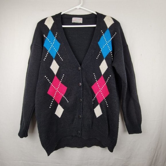 Vintage Argyle Dark Academia Cardigan - Picture 2 of 9
